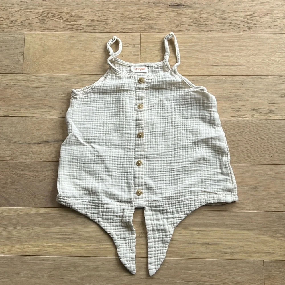 Girls white‎ tie front summer top size 7